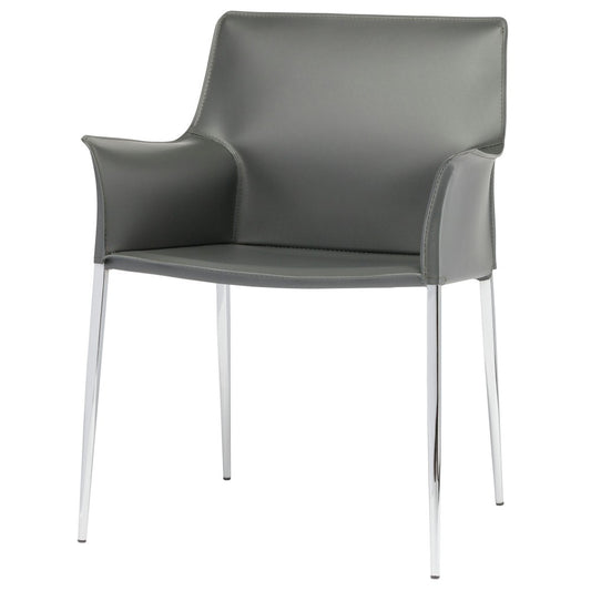 Colter Dark Gray Leather Dining Chair, HGAR401