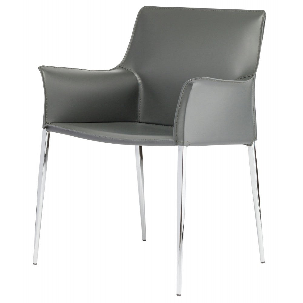 Colter Dark Gray Leather Dining Chair, HGAR401