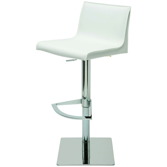 Colter White Leather Adjustable Stool