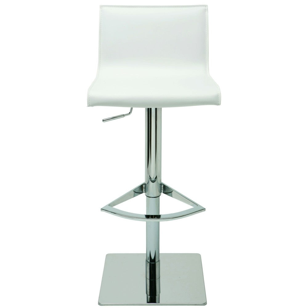Colter White Leather Adjustable Stool