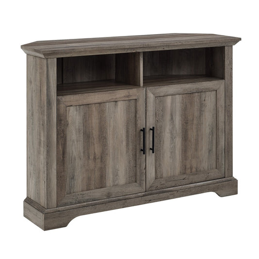 Columbus 44" Grooved Door Corner TV Stand - Gray Wash