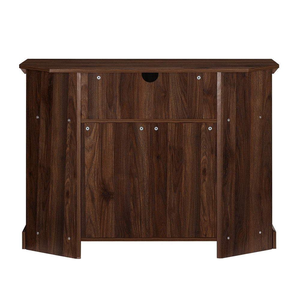 Columbus 44" Grooved Door Corner TV Stand - Dark Walnut