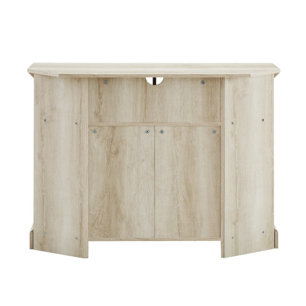 Columbus 44" Grooved Door Corner TV Stand - White Oak