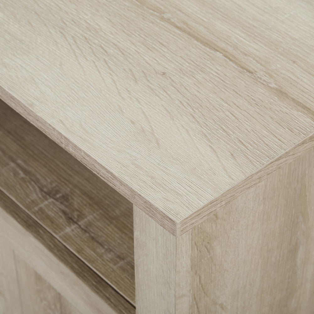 Columbus 44" Grooved Door Corner TV Stand - White Oak