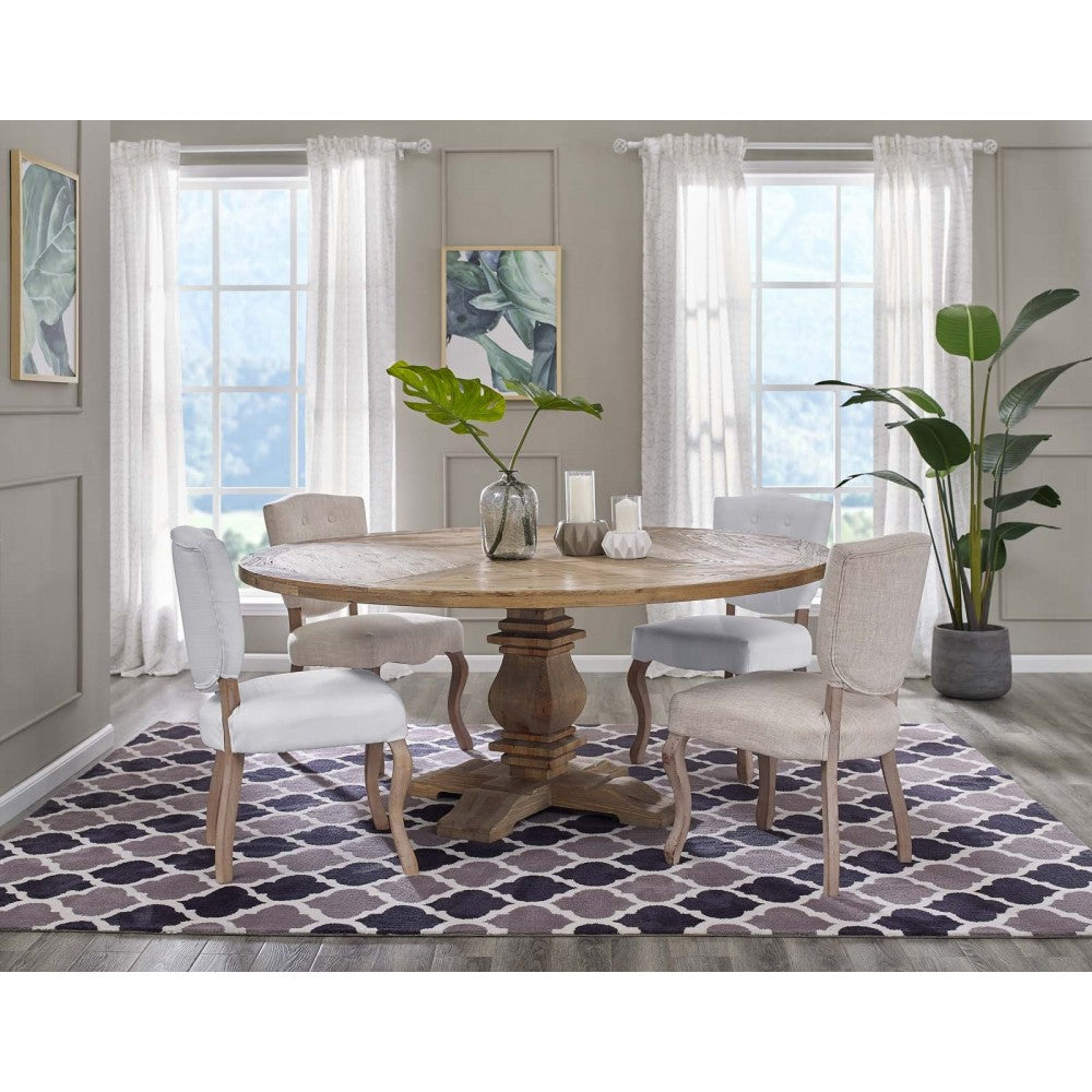 Column 71" Round Pine Wood Dining Table