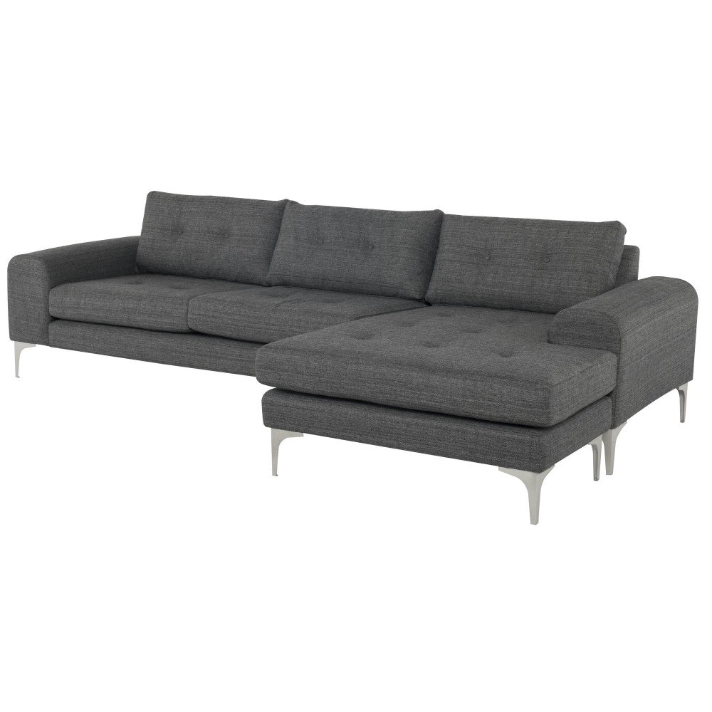 Colyn Dark Gray Tweed Fabric Sectional Sofa, HGSC350