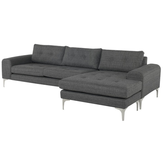 Colyn Dark Gray Tweed Fabric Sectional Sofa, HGSC350