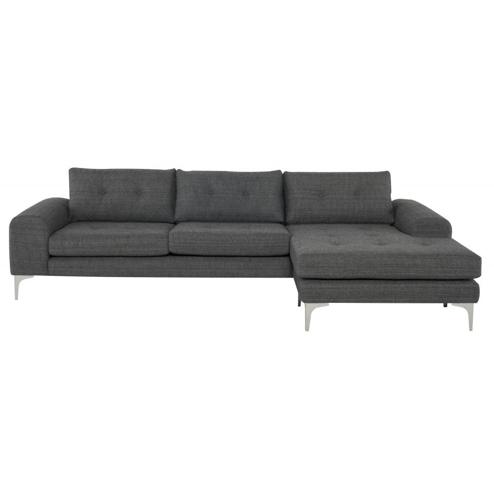 Colyn Dark Gray Tweed Fabric Sectional Sofa, HGSC350