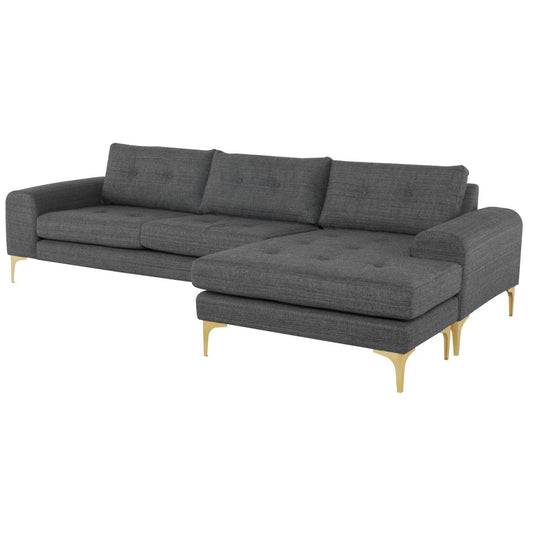 Colyn Dark Gray Tweed Fabric Sectional Sofa, HGSC509
