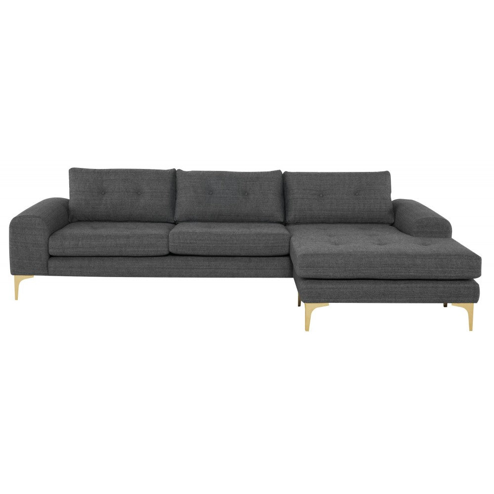 Colyn Dark Gray Tweed Fabric Sectional Sofa, HGSC509