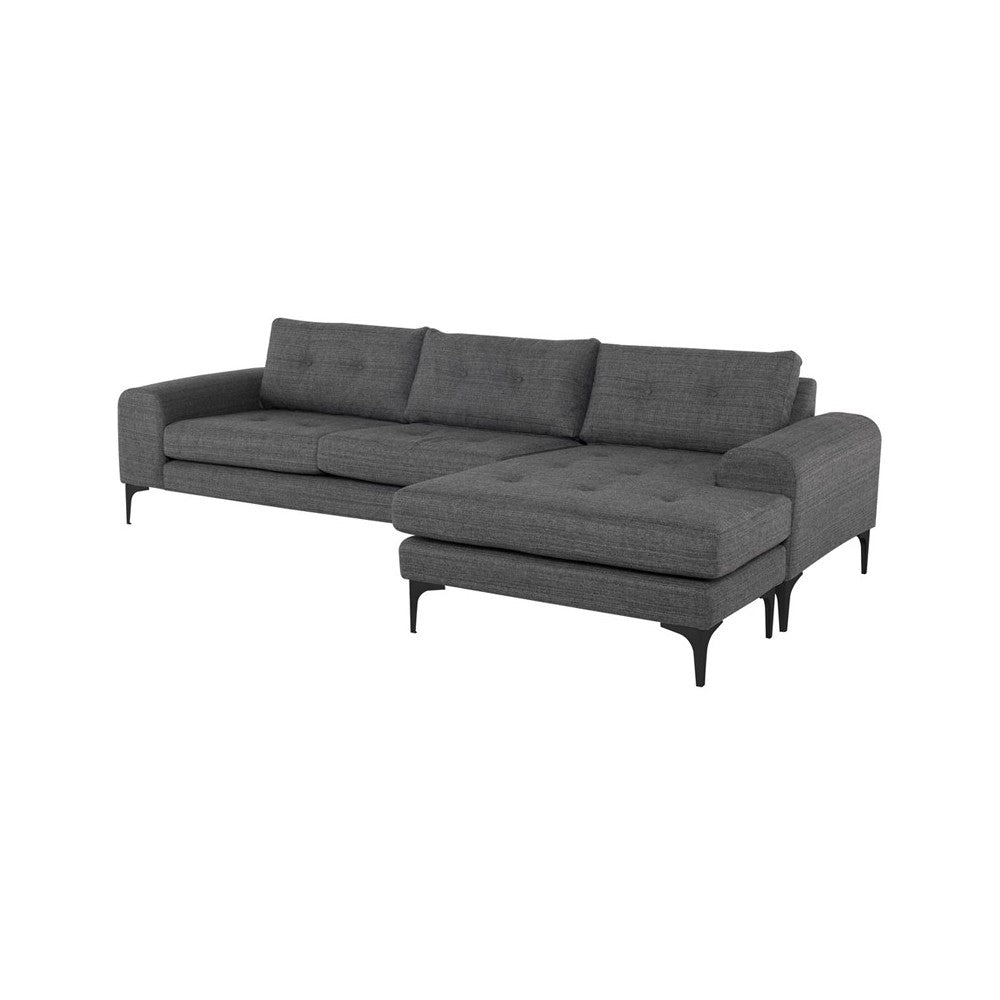 Colyn Dark Gray Tweed Fabric Sectional Sofa, HGSC514