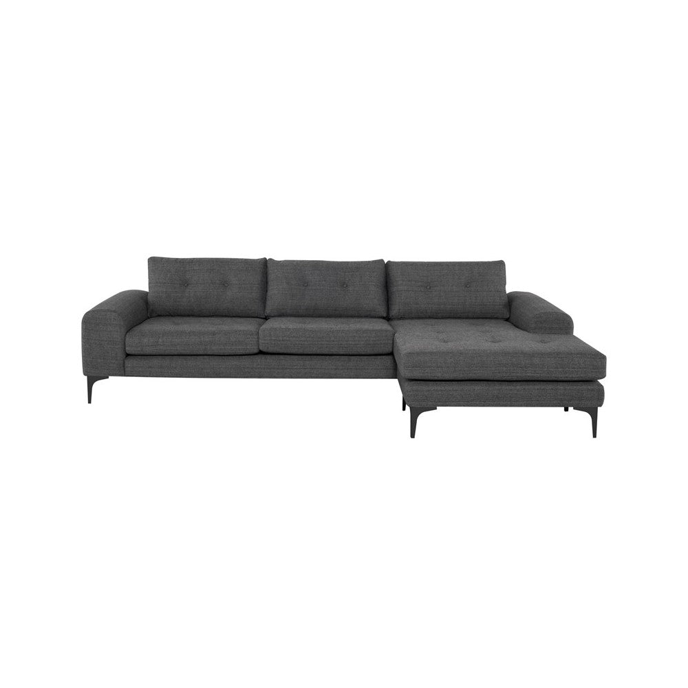 Colyn Dark Gray Tweed Fabric Sectional Sofa, HGSC514