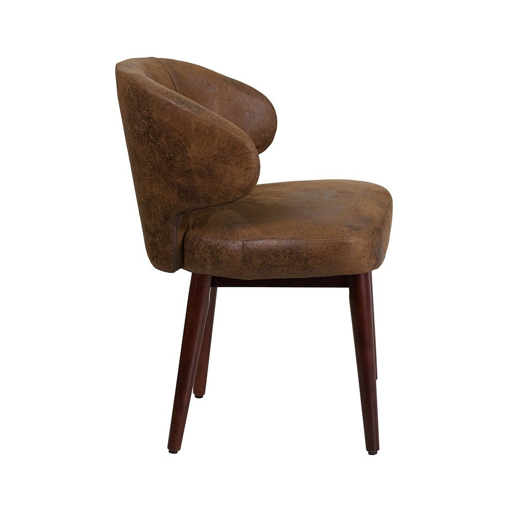 Comfort Back Series Bomber Jacket Microfiber Side Reception Chair with Walnut Legs