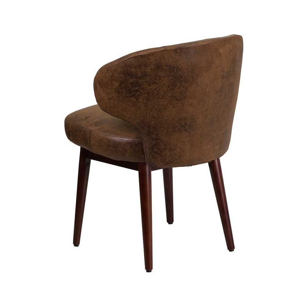 Comfort Back Series Bomber Jacket Microfiber Side Reception Chair with Walnut Legs
