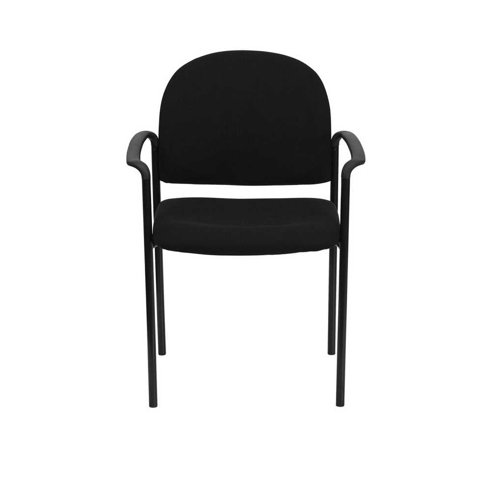 Comfort Black Fabric Stackable Steel Side Reception Chair with Arms