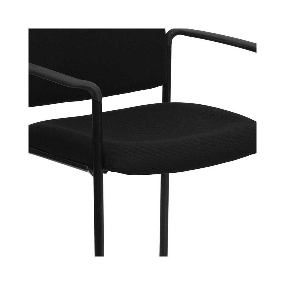 Comfort Black Fabric Stackable Steel Side Reception Chair with Arms