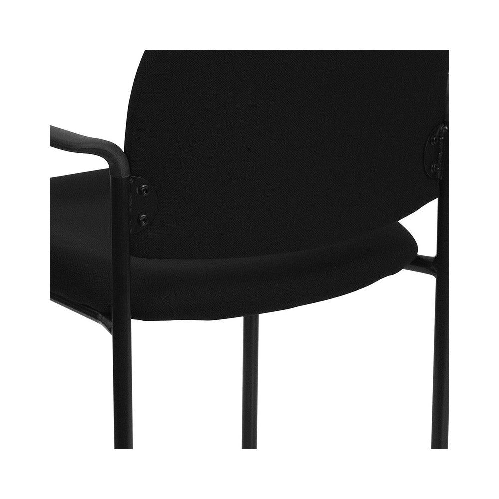 Comfort Black Fabric Stackable Steel Side Reception Chair with Arms