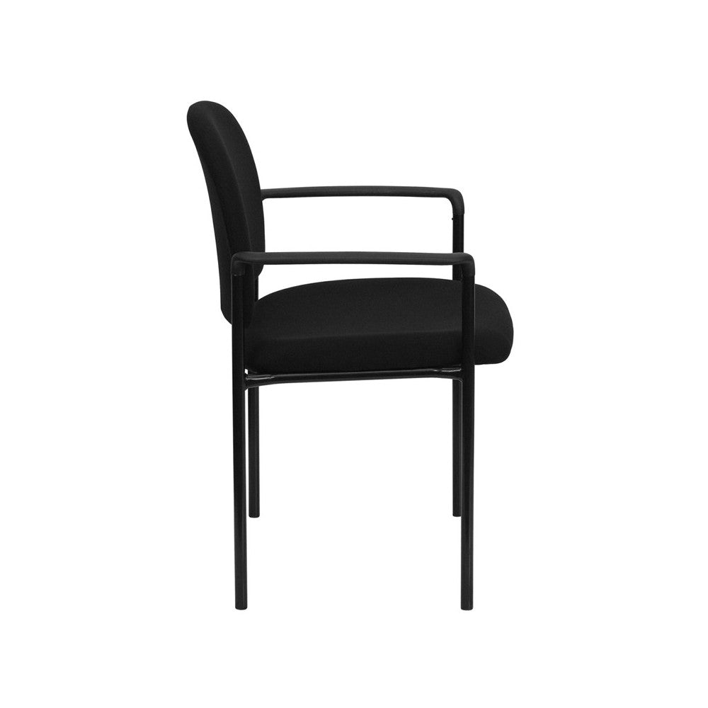 Comfort Black Fabric Stackable Steel Side Reception Chair with Arms