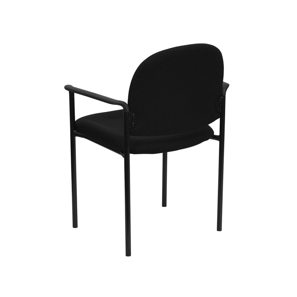 Comfort Black Fabric Stackable Steel Side Reception Chair with Arms