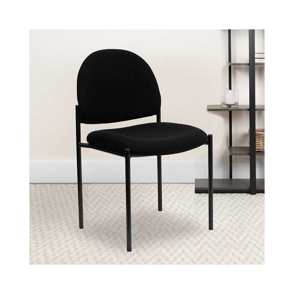 Comfort Black Fabric Stackable Steel Side Reception Chair
