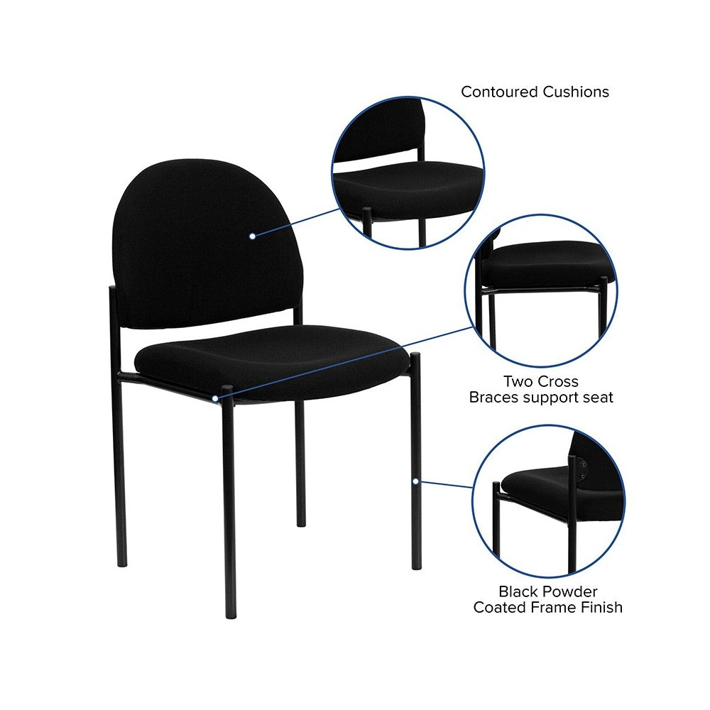 Comfort Black Fabric Stackable Steel Side Reception Chair
