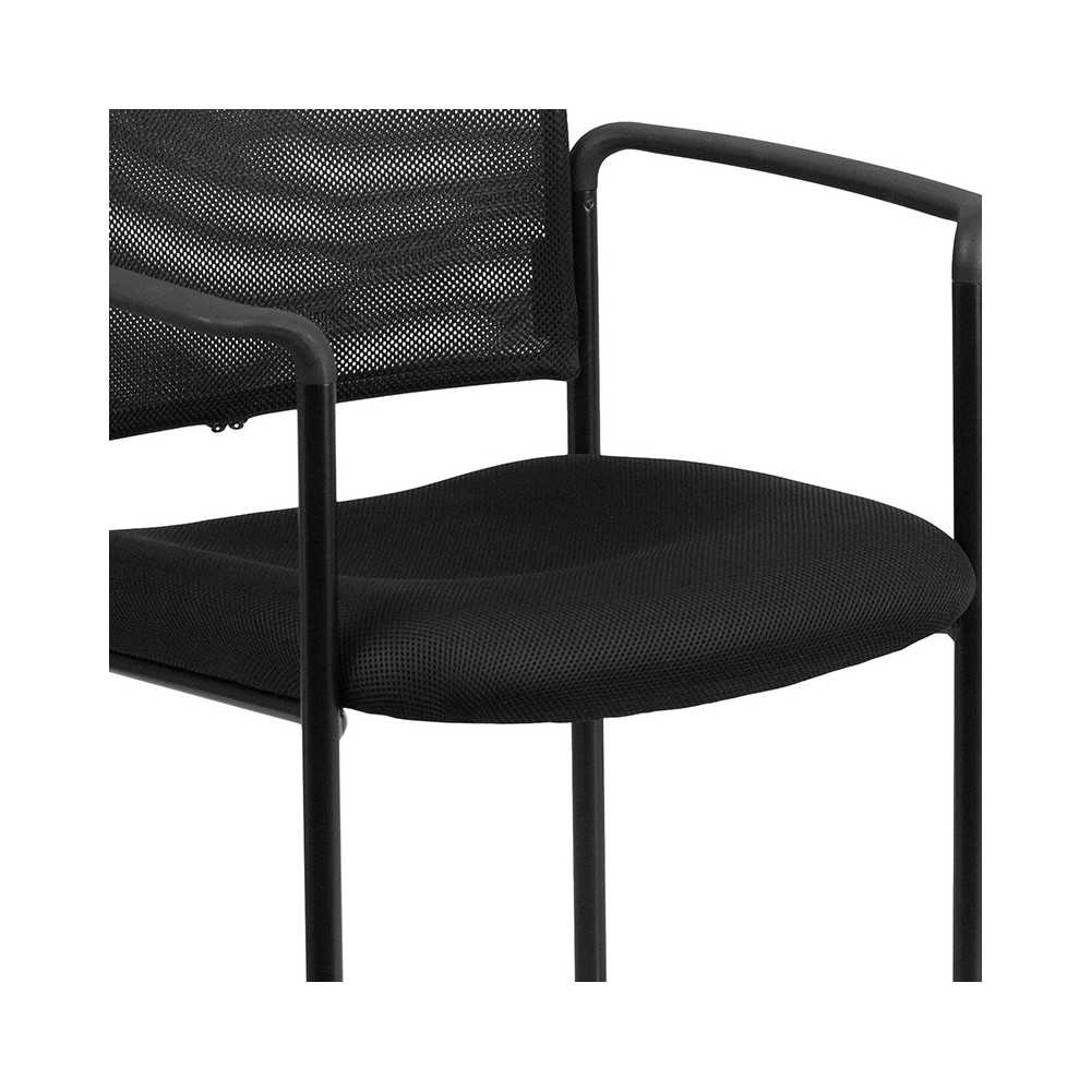 Comfort Black Mesh Stackable Steel Side Chair with Arms