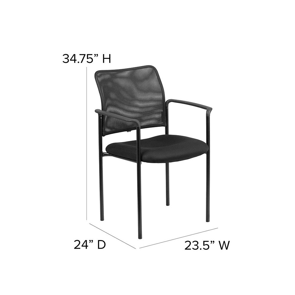 Comfort Black Mesh Stackable Steel Side Chair with Arms