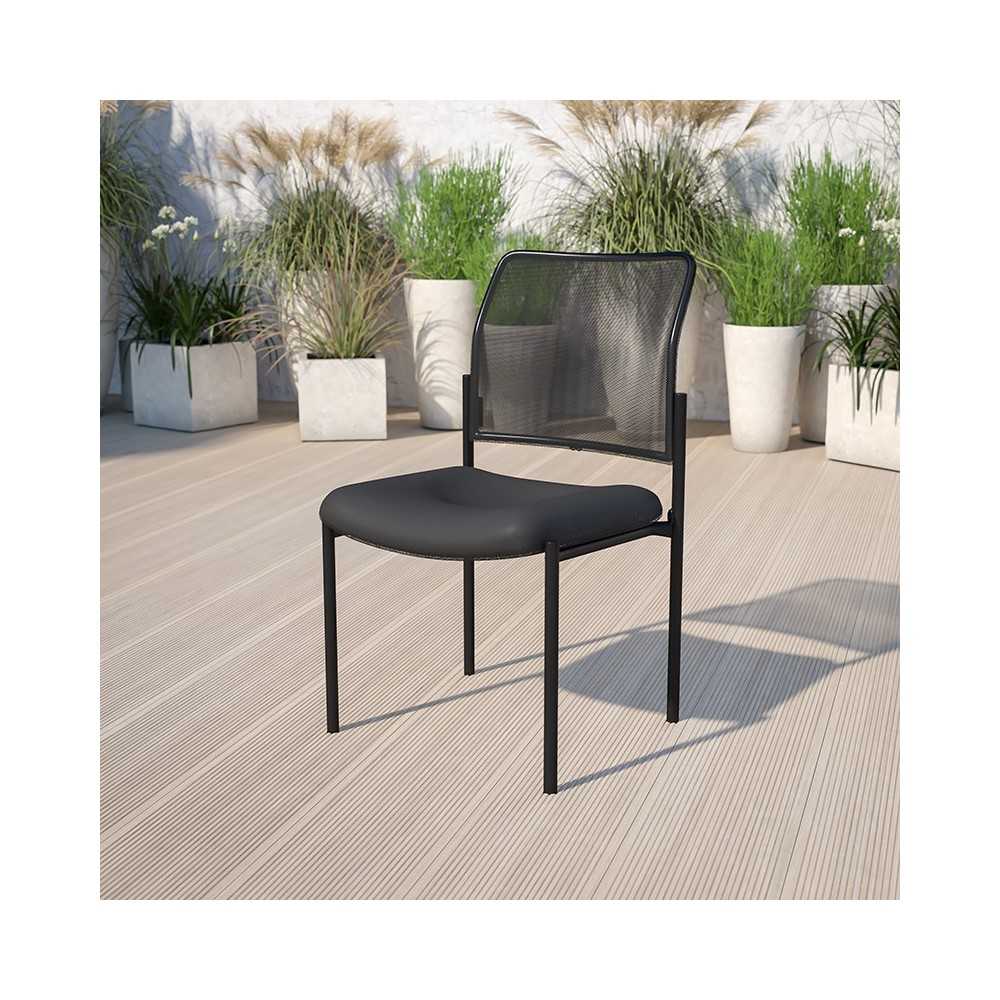 Comfort Black Mesh Stackable Steel Side Chair