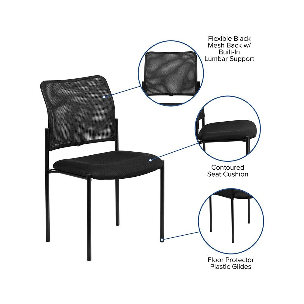 Comfort Black Mesh Stackable Steel Side Chair