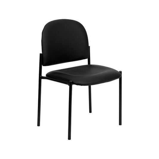 Comfort Black Vinyl Stackable Steel Side Reception Chair