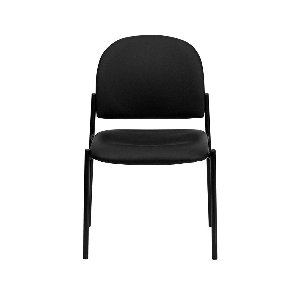 Comfort Black Vinyl Stackable Steel Side Reception Chair