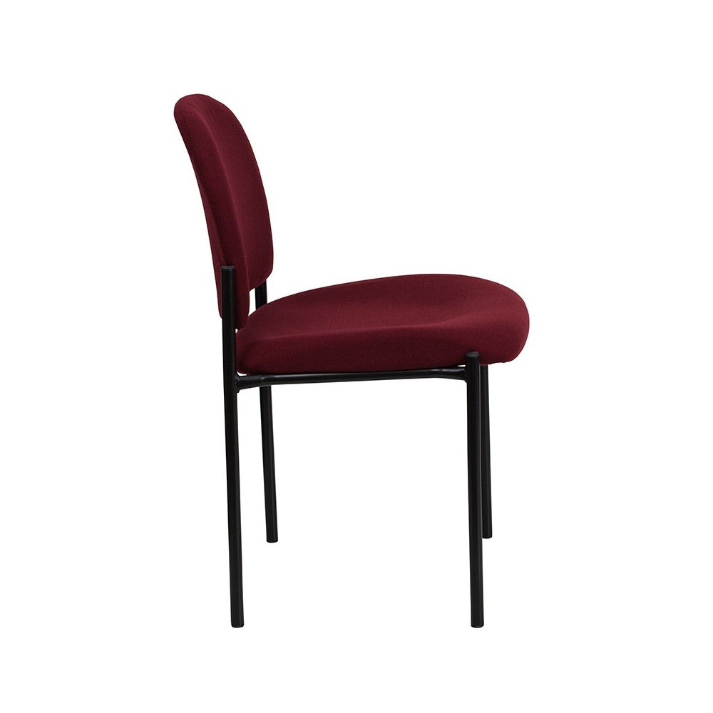 Comfort Burgundy Fabric Stackable Steel Side Reception Chair