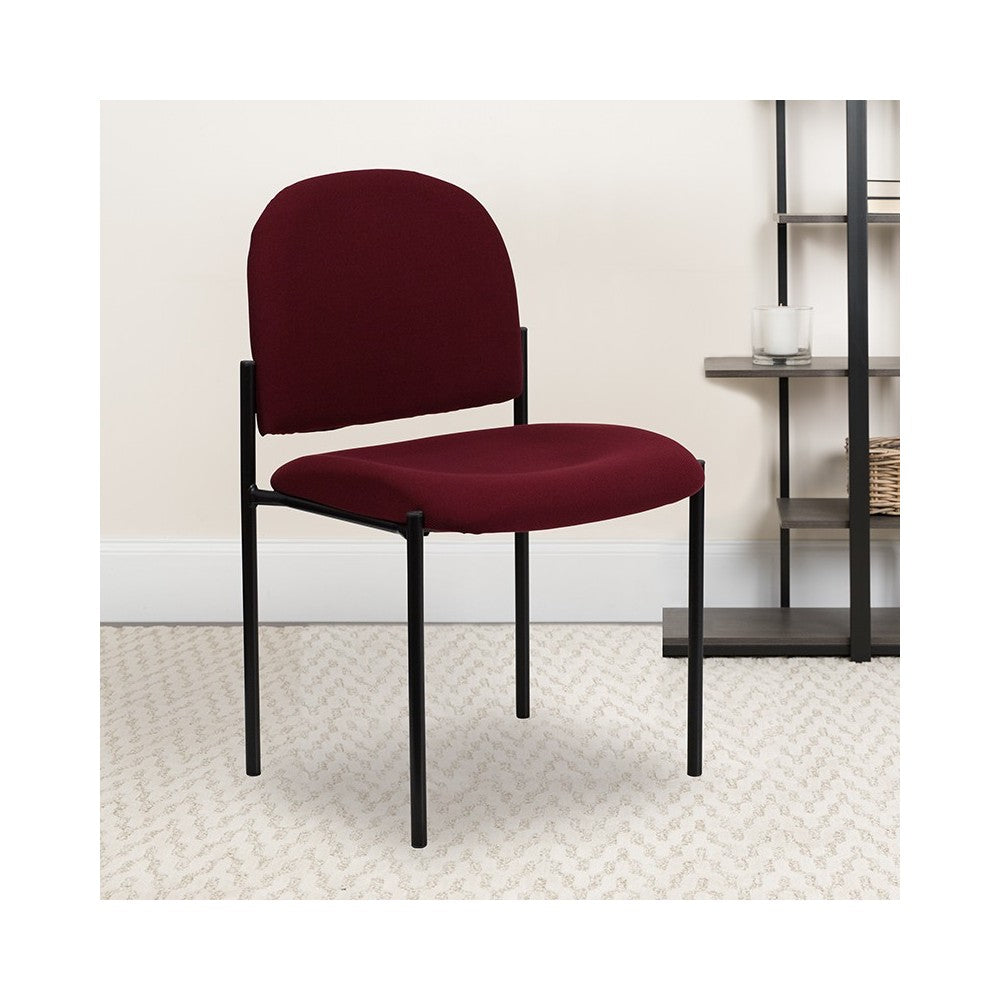 Comfort Burgundy Fabric Stackable Steel Side Reception Chair