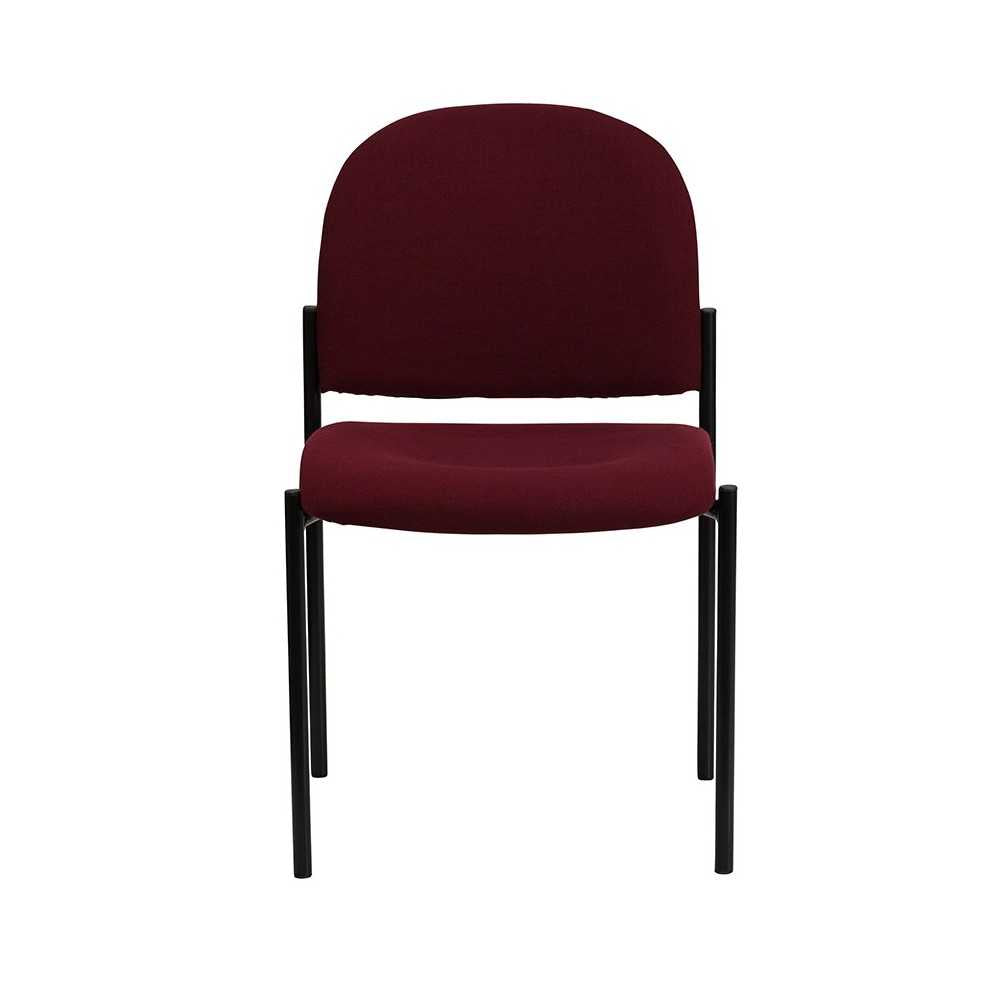 Comfort Burgundy Fabric Stackable Steel Side Reception Chair