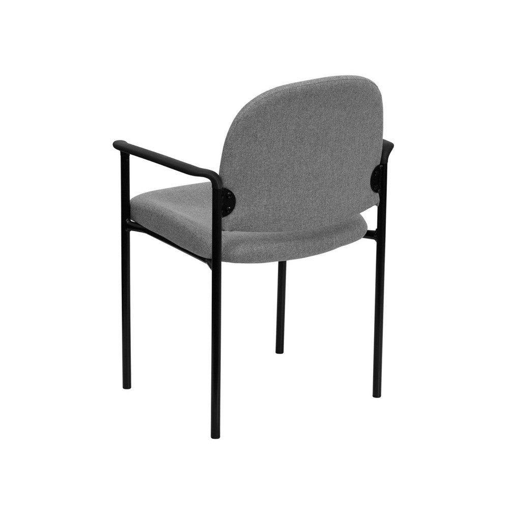 Comfort Gray Fabric Stackable Steel Side Reception Chair with Arms
