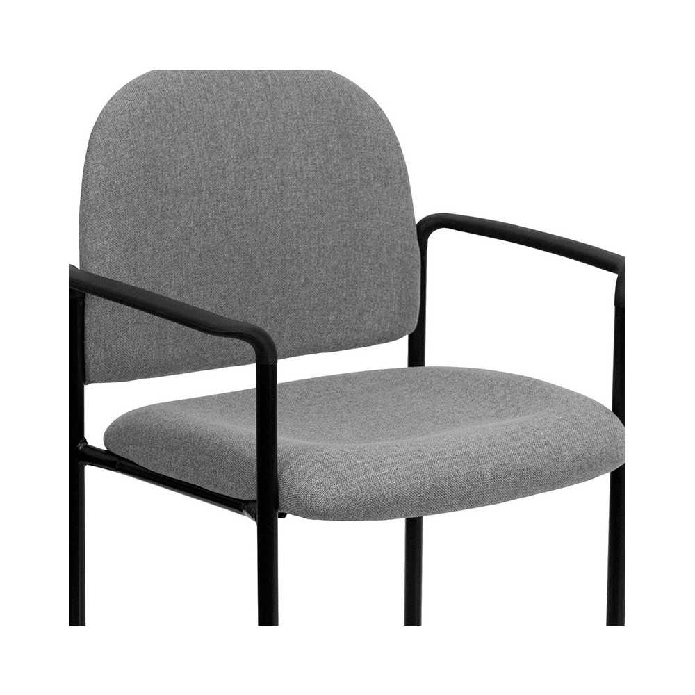 Comfort Gray Fabric Stackable Steel Side Reception Chair with Arms