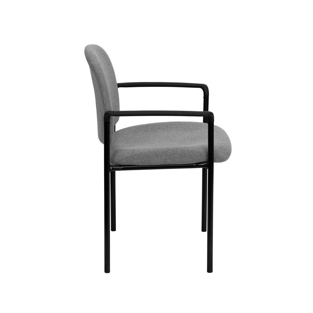 Comfort Gray Fabric Stackable Steel Side Reception Chair with Arms