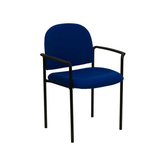 Comfort Navy Fabric Stackable Steel Side Reception Chair with Arms