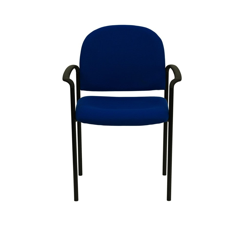 Comfort Navy Fabric Stackable Steel Side Reception Chair with Arms