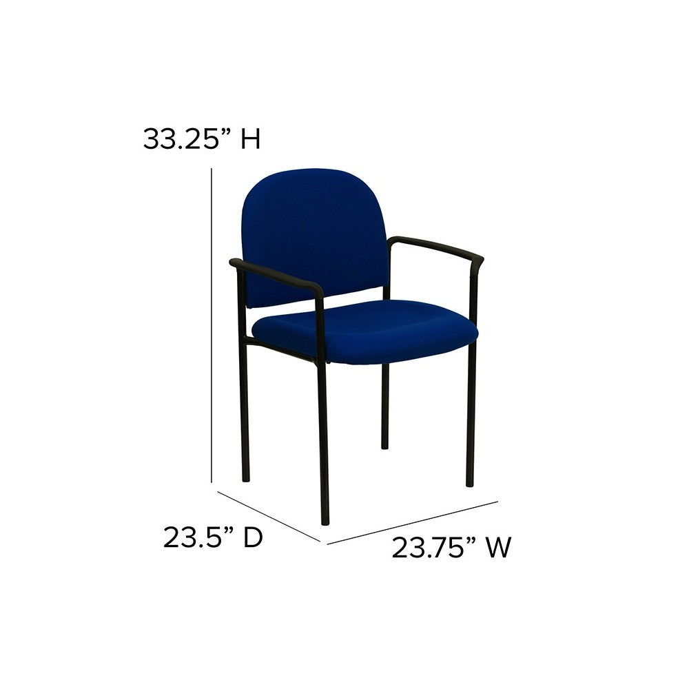 Comfort Navy Fabric Stackable Steel Side Reception Chair with Arms