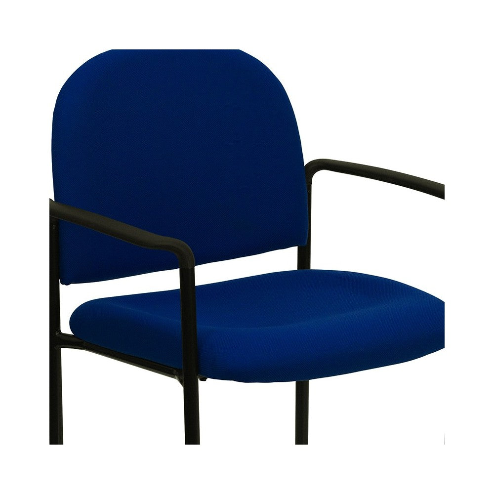 Comfort Navy Fabric Stackable Steel Side Reception Chair with Arms
