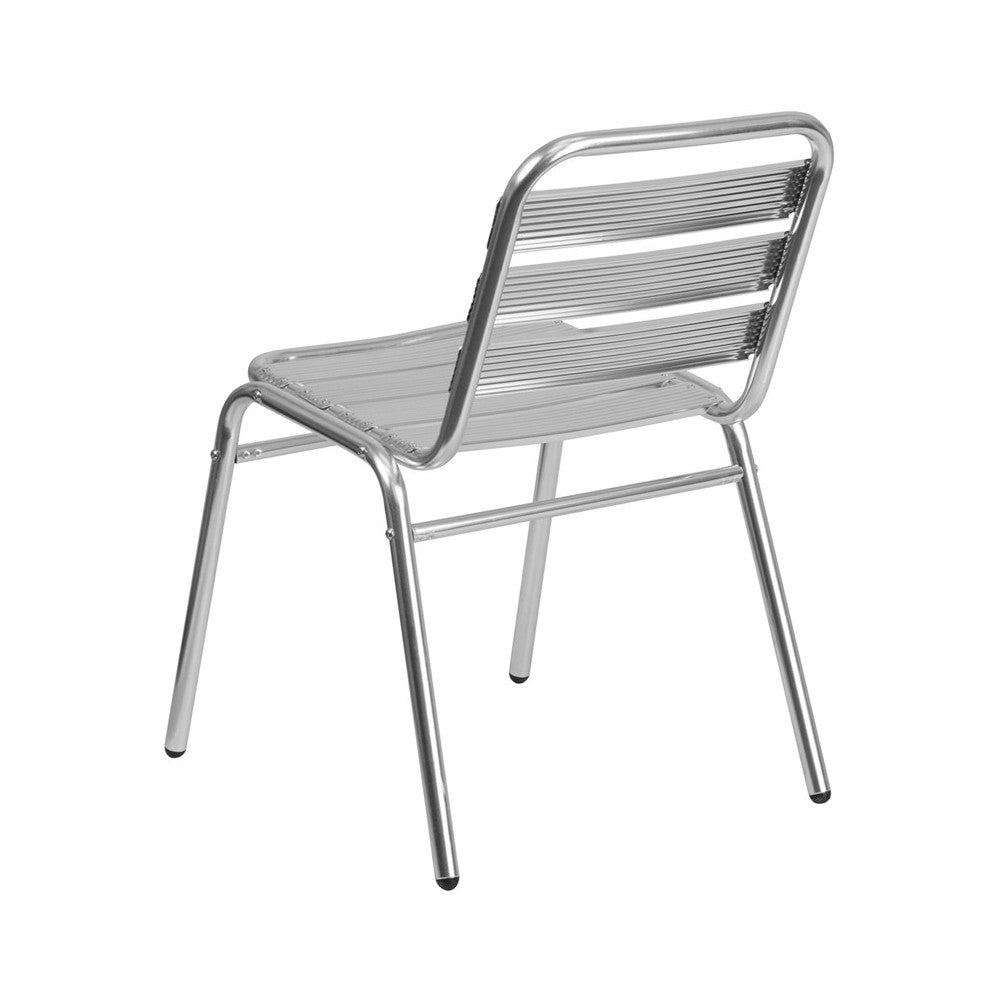Commercial Aluminum Indoor-Outdoor Restaurant Stack Chair with Triple Slat Back
