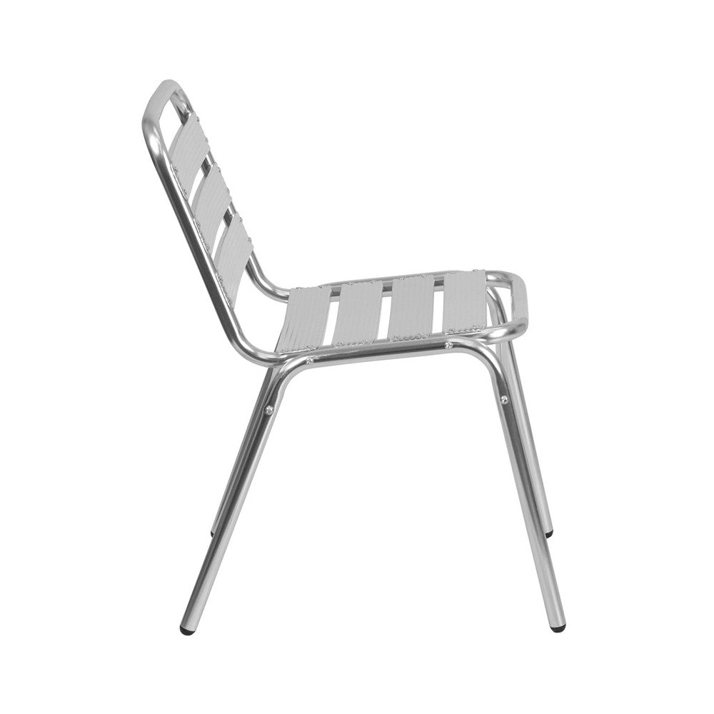 Commercial Aluminum Indoor-Outdoor Restaurant Stack Chair with Triple Slat Back