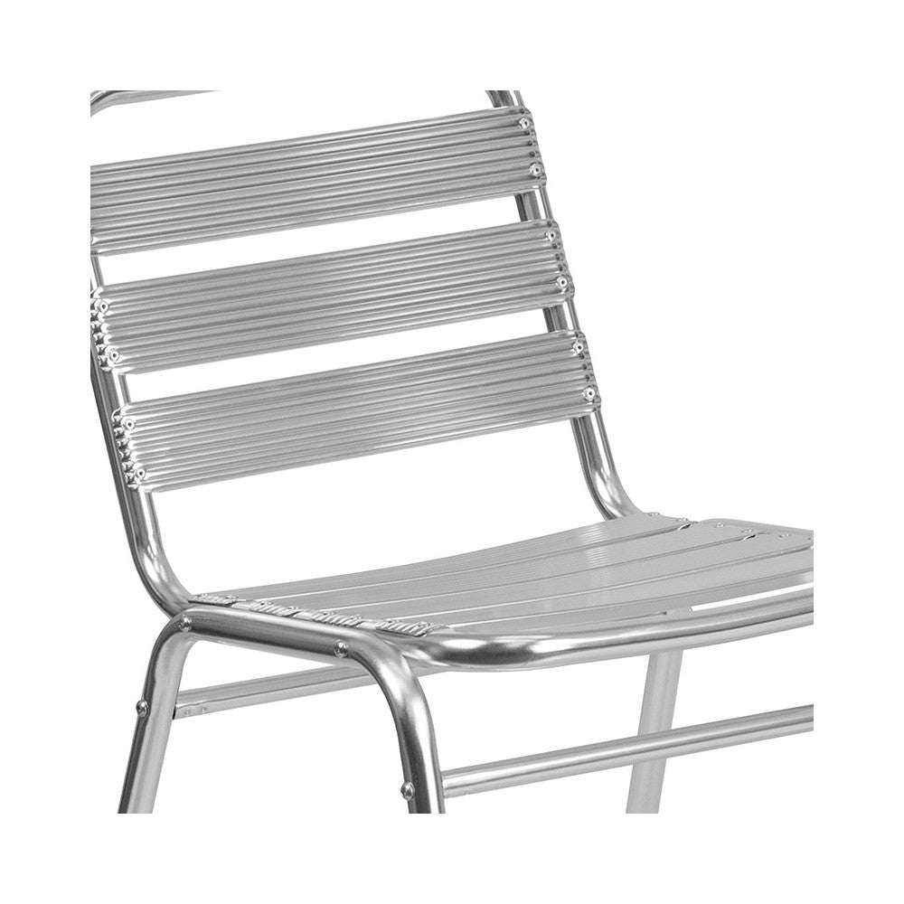 Commercial Aluminum Indoor-Outdoor Restaurant Stack Chair with Triple Slat Back