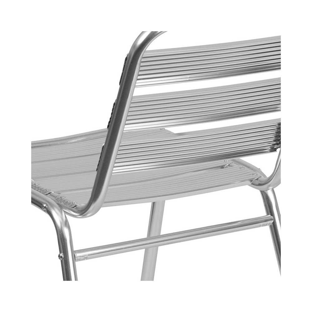 Commercial Aluminum Indoor-Outdoor Restaurant Stack Chair with Triple Slat Back