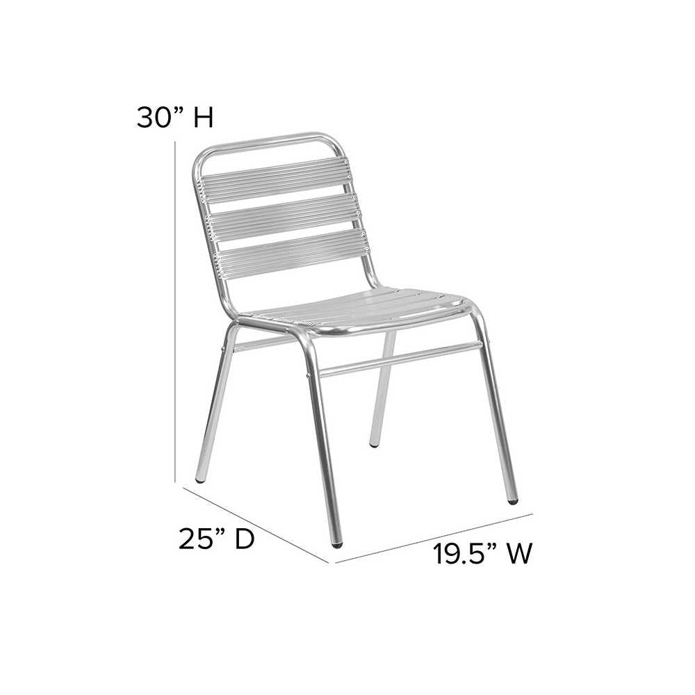 Commercial Aluminum Indoor-Outdoor Restaurant Stack Chair with Triple Slat Back