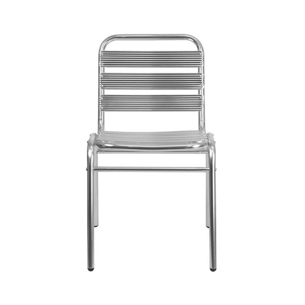Commercial Aluminum Indoor-Outdoor Restaurant Stack Chair with Triple Slat Back