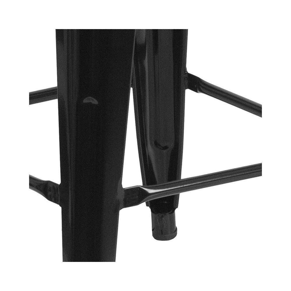 Commercial Grade 24" High Backless Black Metal Indoor-Outdoor Counter Height Stool with Square Seat