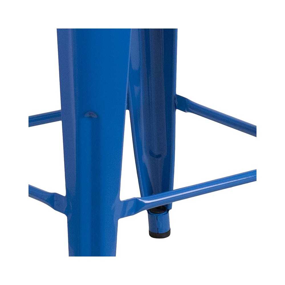 Commercial Grade 24" High Backless Blue Metal Indoor-Outdoor Counter Height Stool with Square Seat