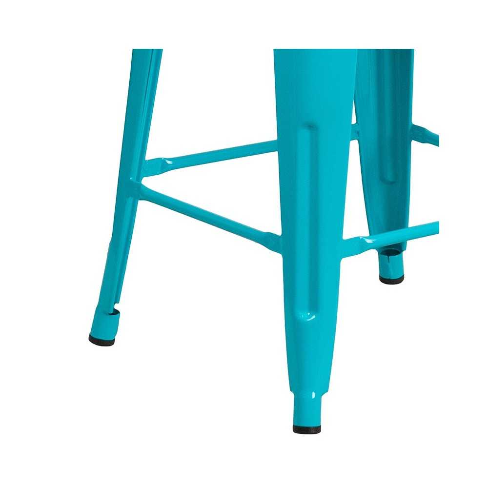 Commercial Grade 24" High Backless Crystal Teal-Blue Indoor-Outdoor Counter Height Stool